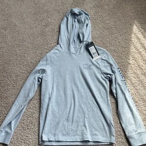 Vineyard Vines Heather Light Blue Hooded Boys Long Sleeve Tee